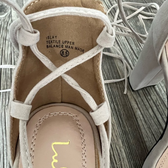Lulu's I Slay Nude Suede Lace up platform heels - Picture 5 of 10